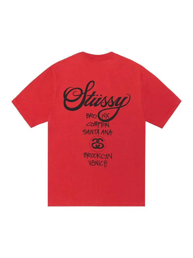 Футболка Stussy World Tour Tee — изображение 2 из 2, кайенский оранжевый