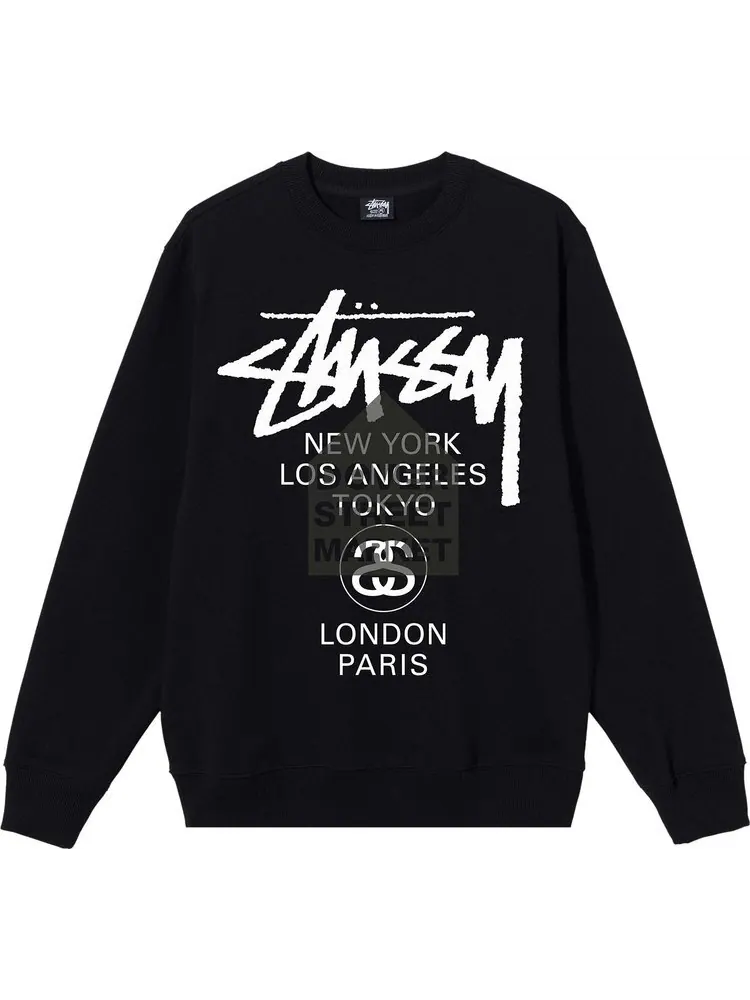 Толстовка Stussy x Dover Street Market World Tour Crew 'Black'