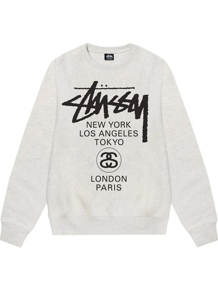 Толстовка Stussy World Tour Crew 'Ash Heather'