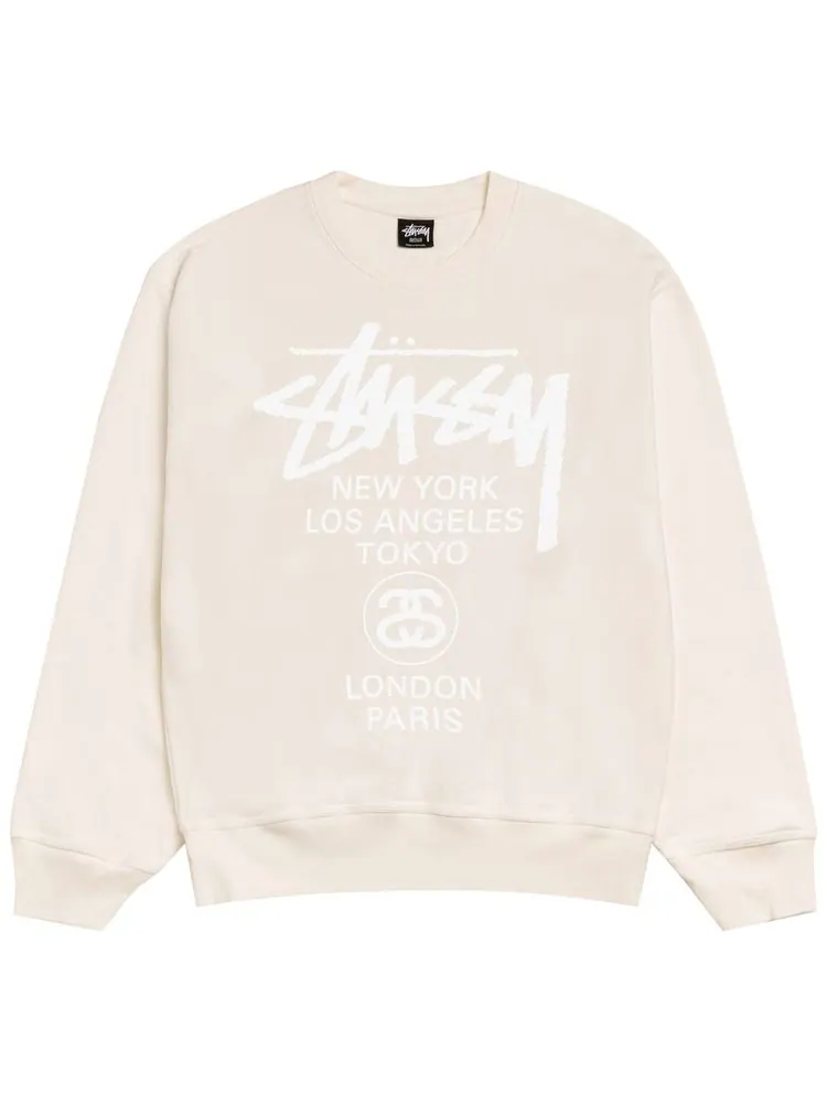 Толстовка Stussy World Tour Crew Pigment Dyed
