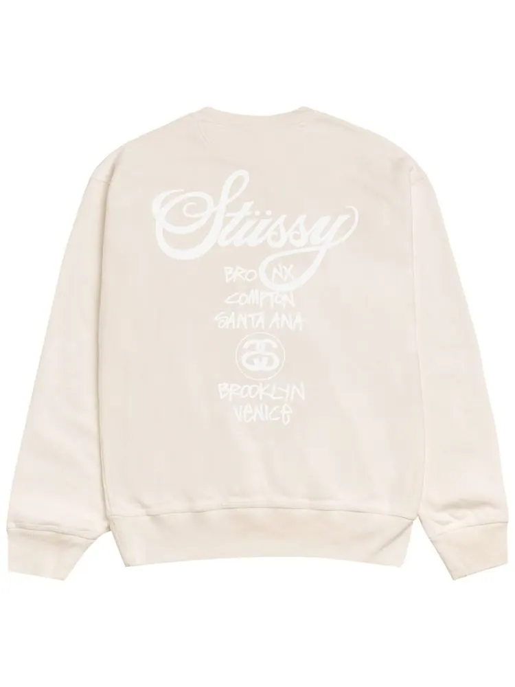 Толстовка Stussy World Tour Crew Pigment Dyed — изображение 2 из 2, бежевый