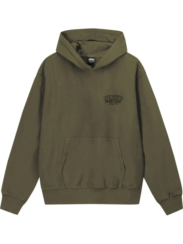 Худи Stussy x Our Legacy Work Shop Surfman Pigment Dyed Hoodie 'Dark Olive'