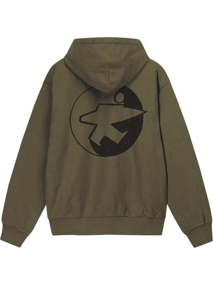 Худи Stussy x Our Legacy Work Shop Surfman Pigment Dyed Hoodie 'Dark Olive' — изображение 2 из 2, зеленый