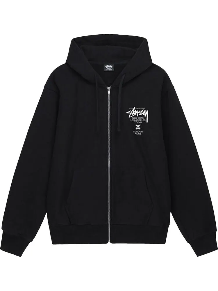 Худи Stussy World Tour Zip Hoodie Black