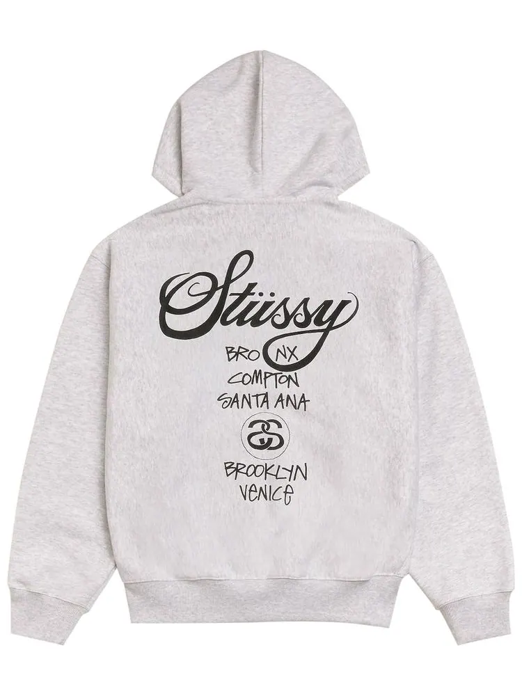 Толстовка на молнии Stussy World Tour — изображение 2 из 2, серый