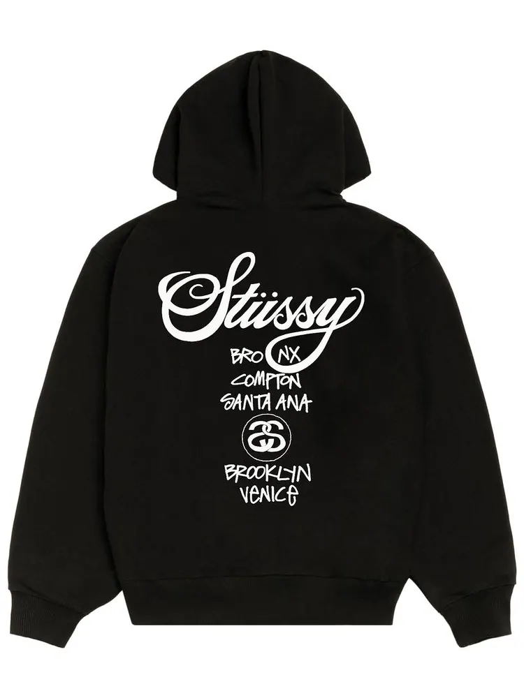 Худи на молнии Stussy World Tour — изображение 2 из 2, черный