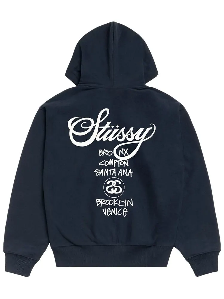 Толстовка на молнии Stussy World Tour — изображение 2 из 2, синий
