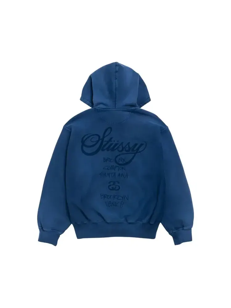 Худи на молнии Stussy World Tour — изображение 2 из 2, синий