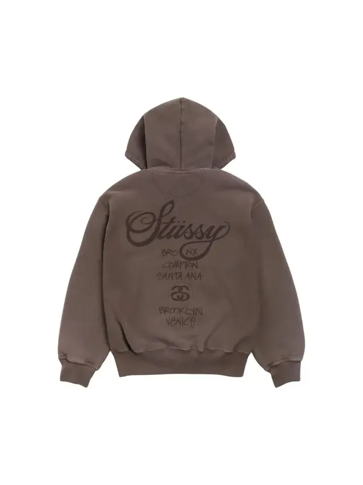 Худи на молнии Stussy World Tour — изображение 2 из 2, коричневый