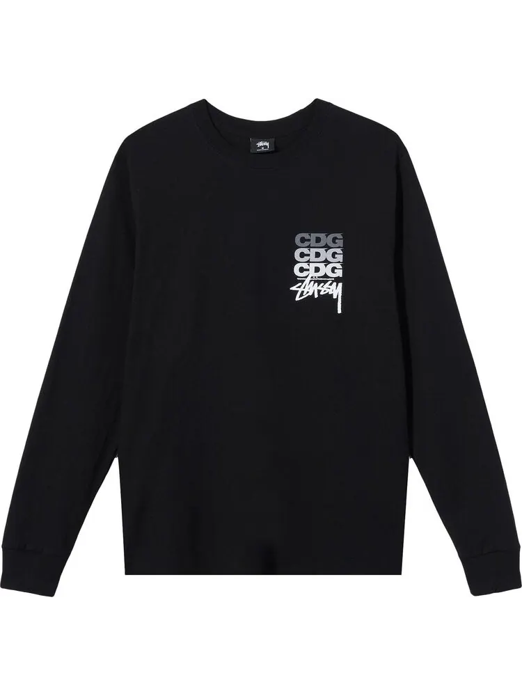 Футболка Stussy x Comme des Garçons Dot Long-Sleeve T-Shirt 'Black'