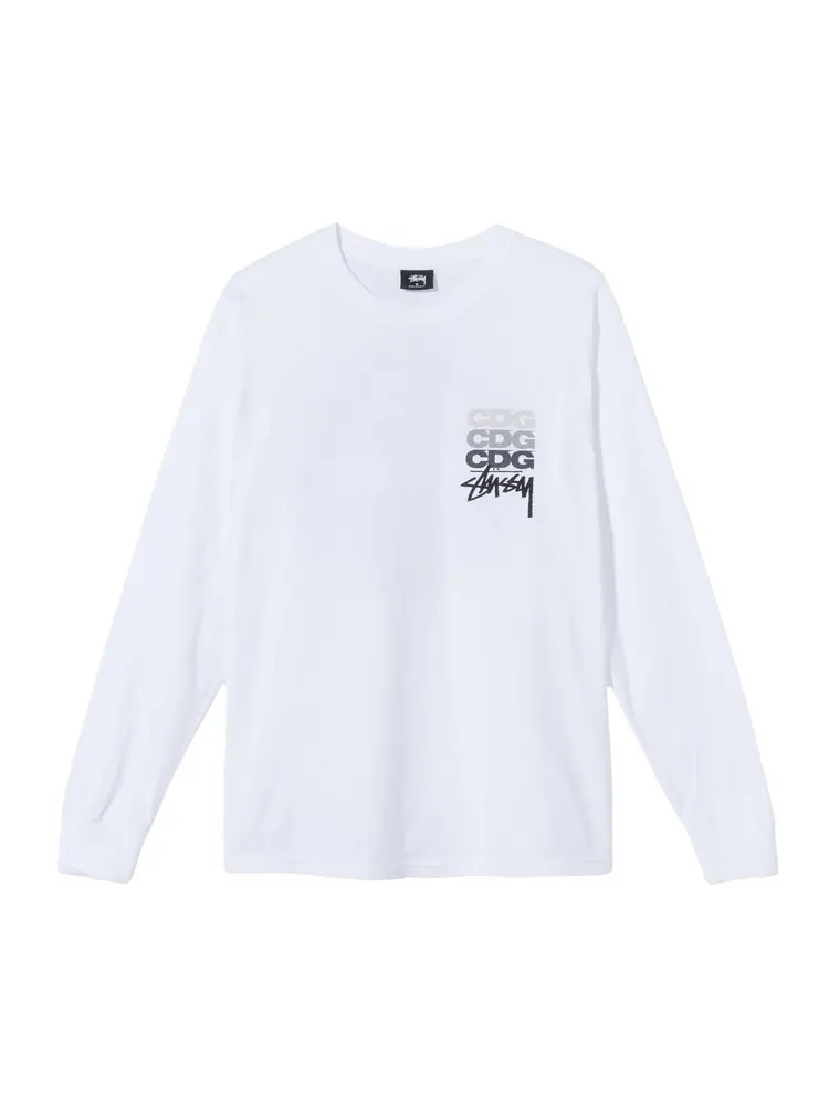 Футболка Stussy x Comme des Garçons Dot Long-Sleeve T-Shirt 'White'