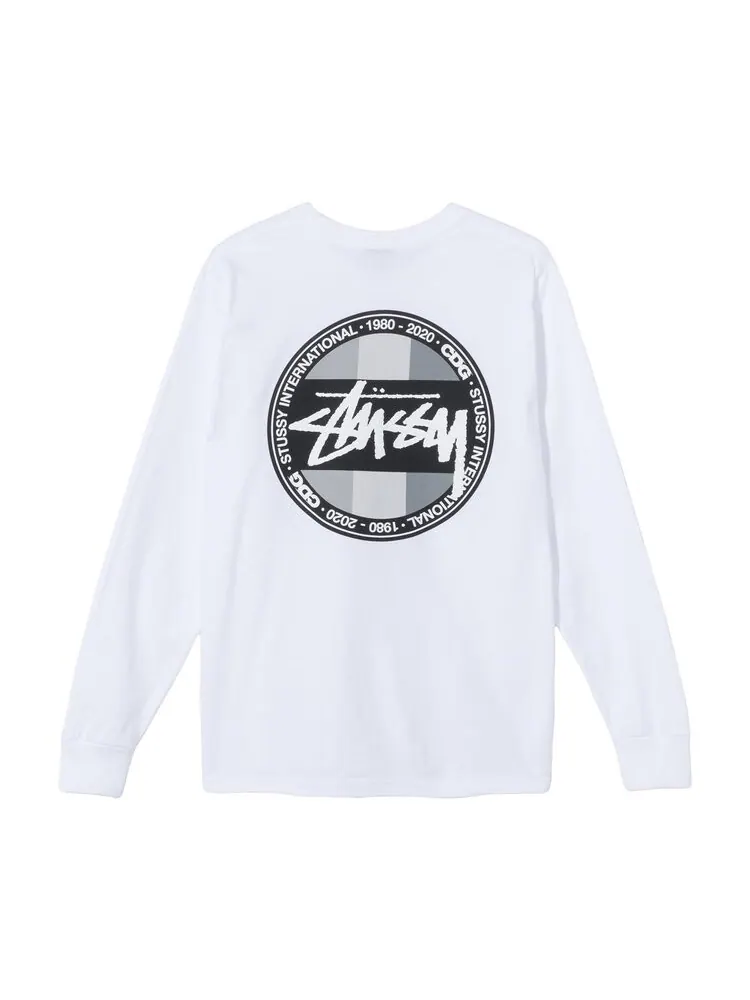 Футболка Stussy x Comme des Garçons Dot Long-Sleeve T-Shirt 'White' — изображение 2 из 2, белый