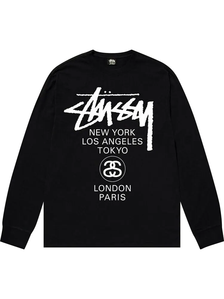 Лонгслив Stussy World Tour Long-Sleeve Tee 'Black'