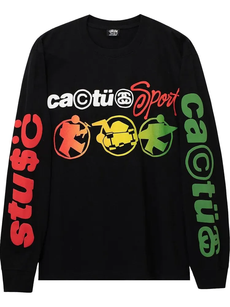Лонгслив Stussy x Cactus Plant Flea Market Sport Long-Sleeve Tee 'Black'