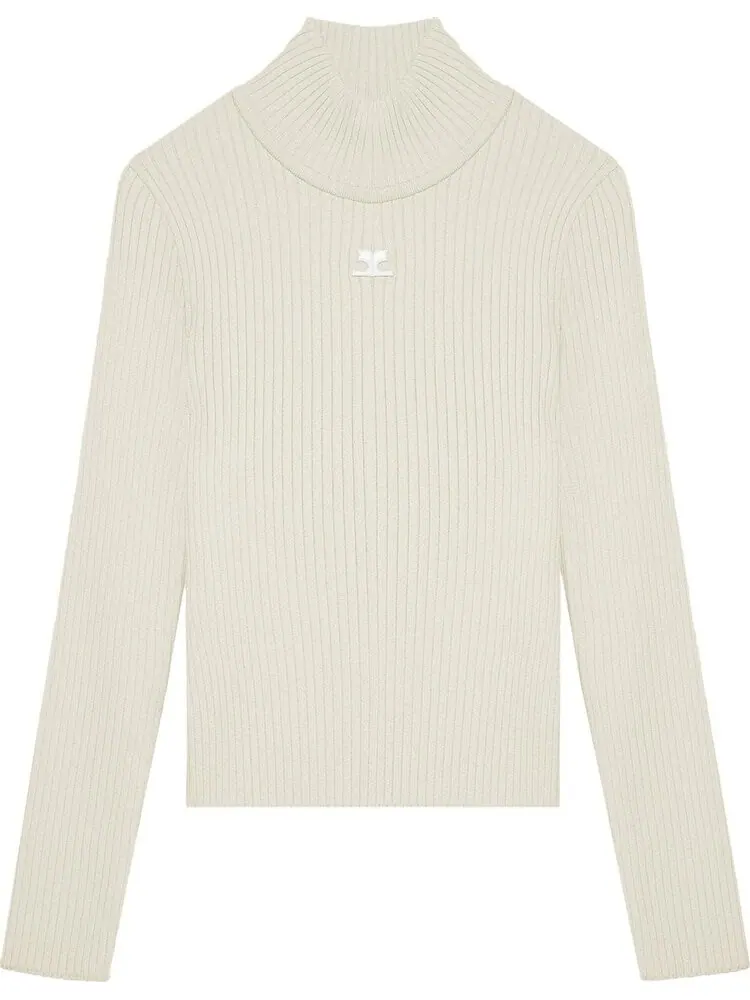 Свитер Courrèges Mockneck Rib Knit 'Oats' — изображение 1 из 1, бежевый