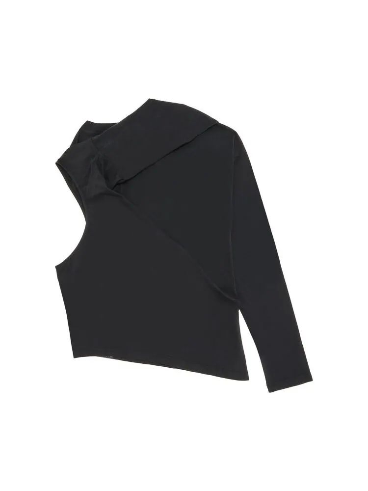 Футболка Courrèges Off Shoulder T-Shirt Black — изображение 2 из 3, черный