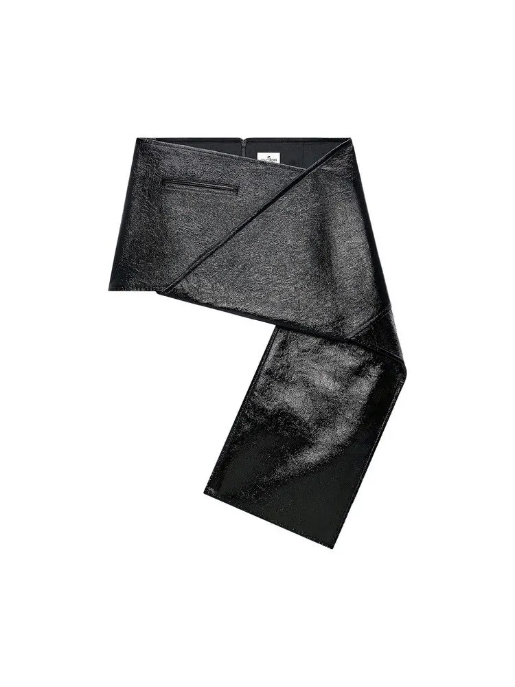 Юбка Courrèges Fold Vinyl Mini Skirt 'Black' — изображение 1 из 1, черный