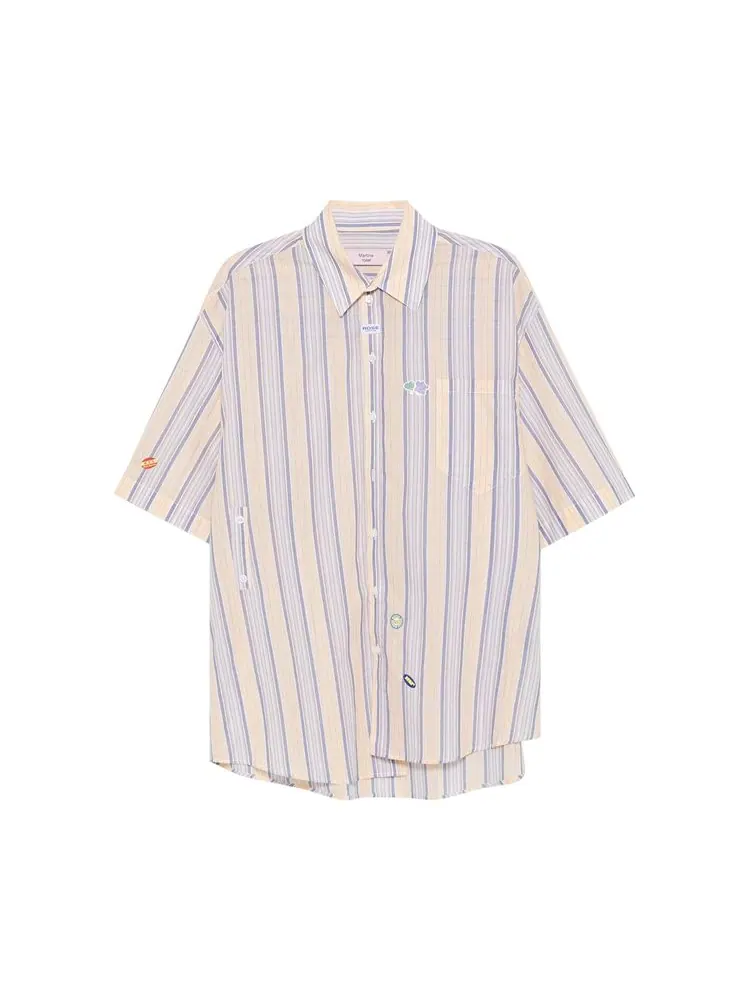 Рубашка Martine Rose Short-Sleeve Boxy Wrap Shirt 'Yellow/Blue Stripe'