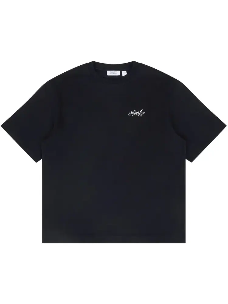 Футболка с рисунком в виде брызг краски и стрелок Off-White — изображение 1 из 2, черный