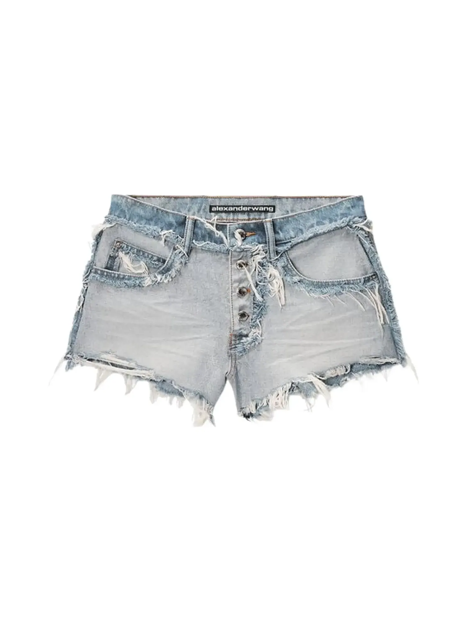 Шорты Alexander Wang Emboss Logo Inverted Mid Rise Short с тисненым логотипом