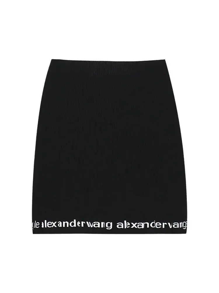 Мини-юбка в рубчик с логотипом Alexander Wang