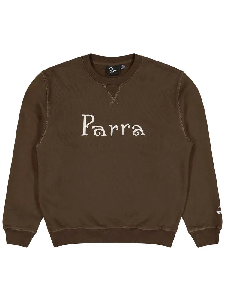 Толстовка Parra Weird Trad Logo Crew Neck Sweatshirt — коричневый