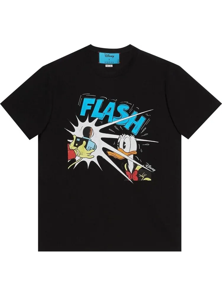 Футболка Gucci x Disney Donald Duck Print T-Shirt Black/Multicolor — изображение 1 из 1, черный