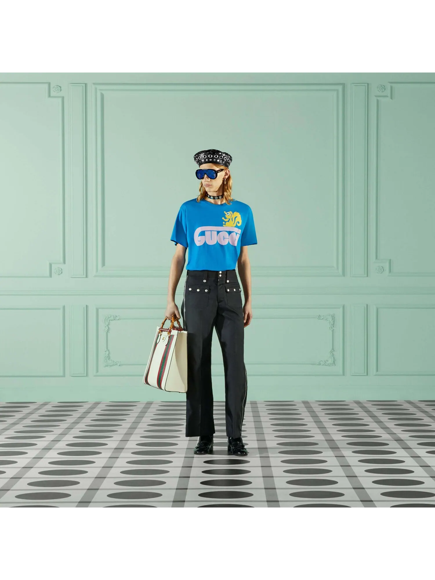 Футболка Gucci Retro Skunk Print, с принтом скунса — изображение 3 из 6, синий