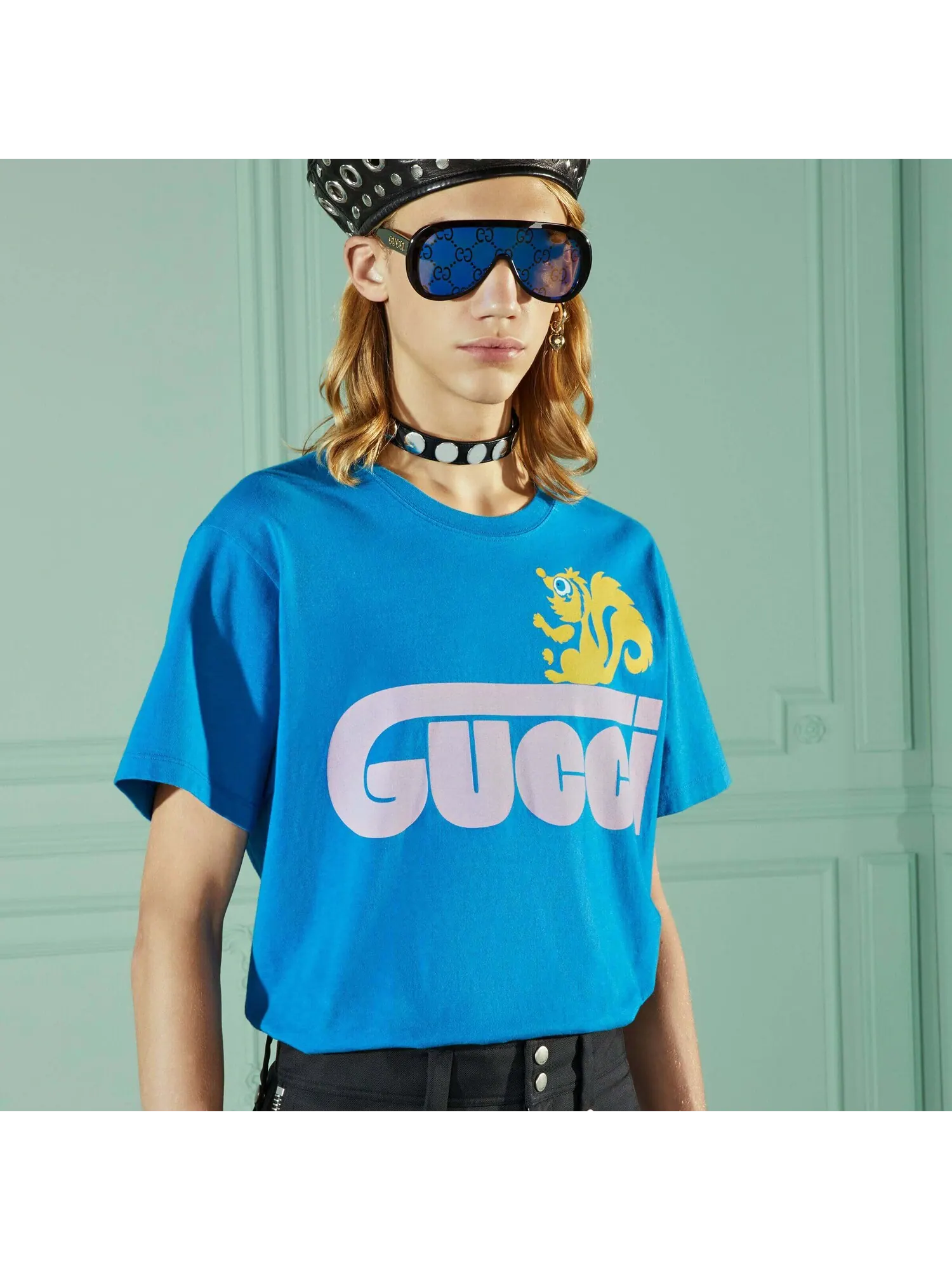 Футболка Gucci Retro Skunk Print, с принтом скунса — изображение 6 из 6, синий