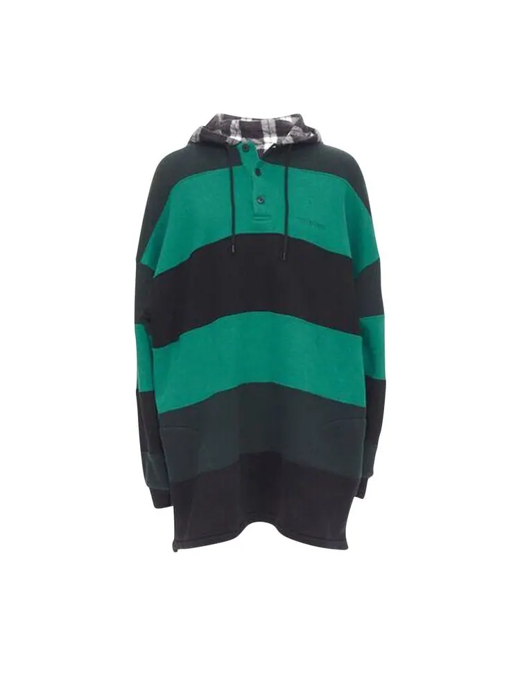 Толстовка Balenciaga Patchwork Hooded Sweatshirt — изображение 1 из 1, черный/зеленый