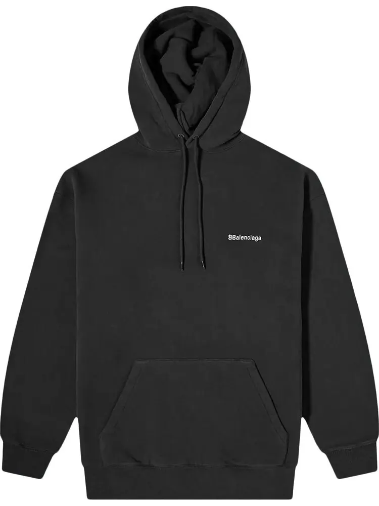 Худи Balenciaga Corporate Logo Popover Hoodie Black/White — изображение 1 из 3, черный