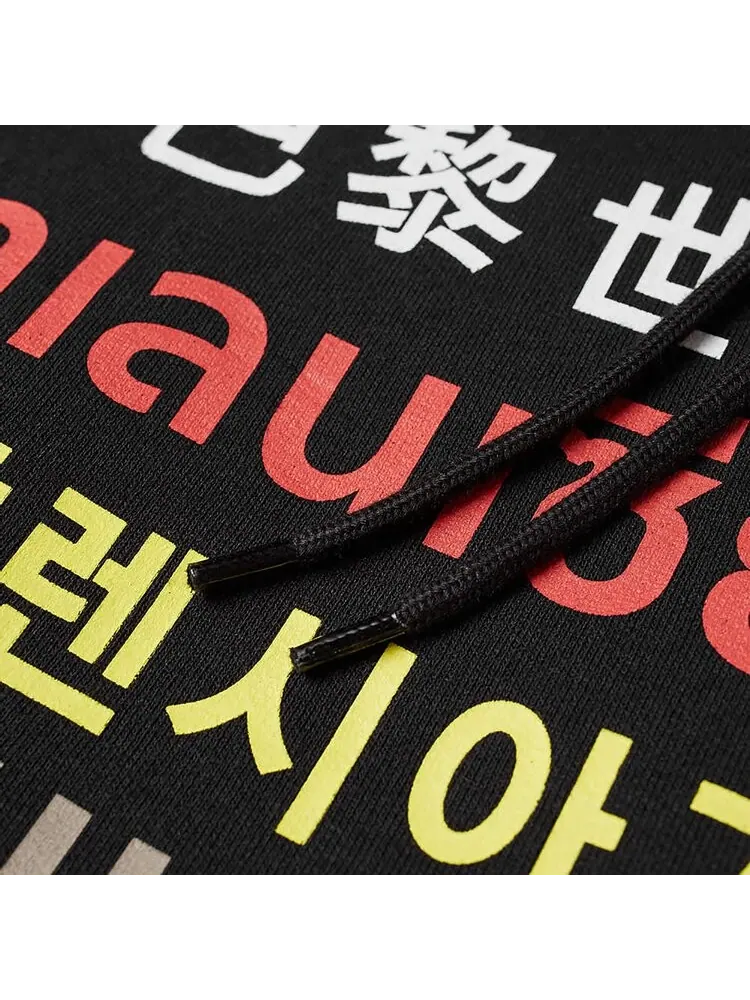 Худи Balenciaga Languages Popover Hoodie Black/Multicolor — изображение 2 из 2, черный