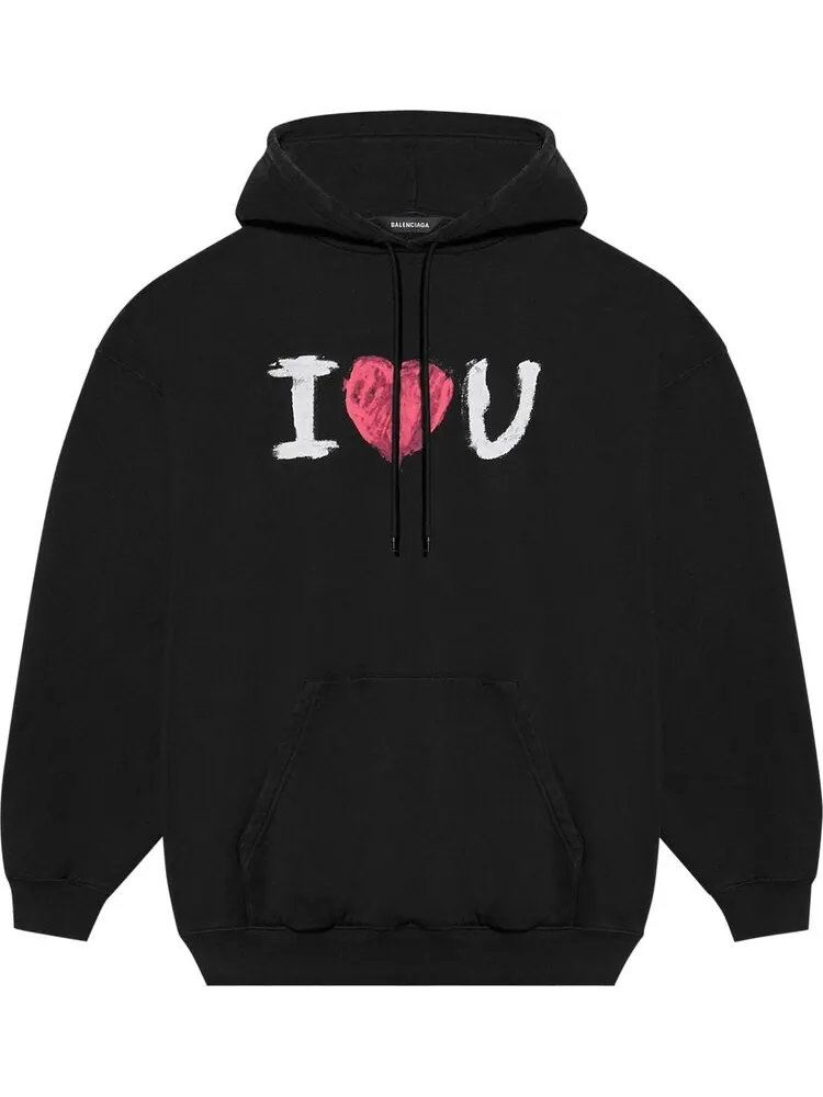 Худи Balenciaga I Love U Medium Fit Hoodie Black — изображение 1 из 2, черный