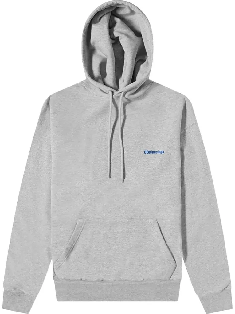 Худи Balenciaga BB Corporate Hoodie 'Heather Grey/Royal Blue' — изображение 1 из 2, серый