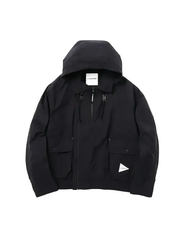 Водоотталкивающая легкая куртка And Wander Water Repellent Light Jacket 2 'Black' — черный