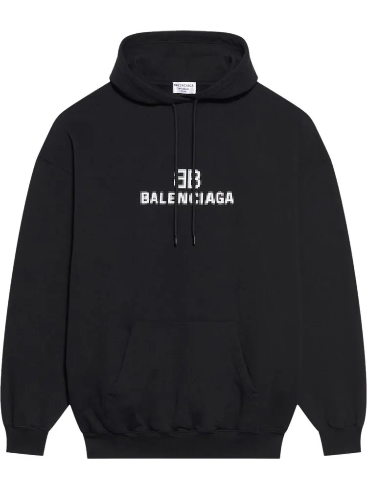 Худи Balenciaga BB Pixel Medium Fit Hoodie 'Black/White' — изображение 1 из 2, черный