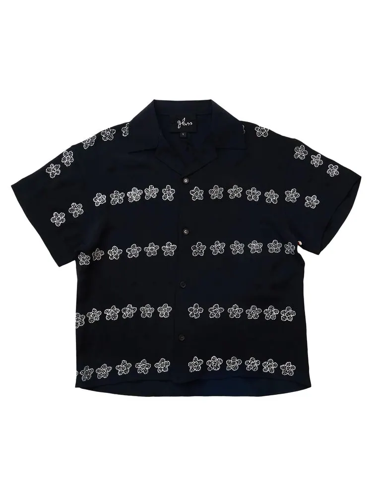 Рубашка Glass Cypress Short-Sleeve Silk Flower Bowling Shirt 'Black' — изображение 1 из 2, черный