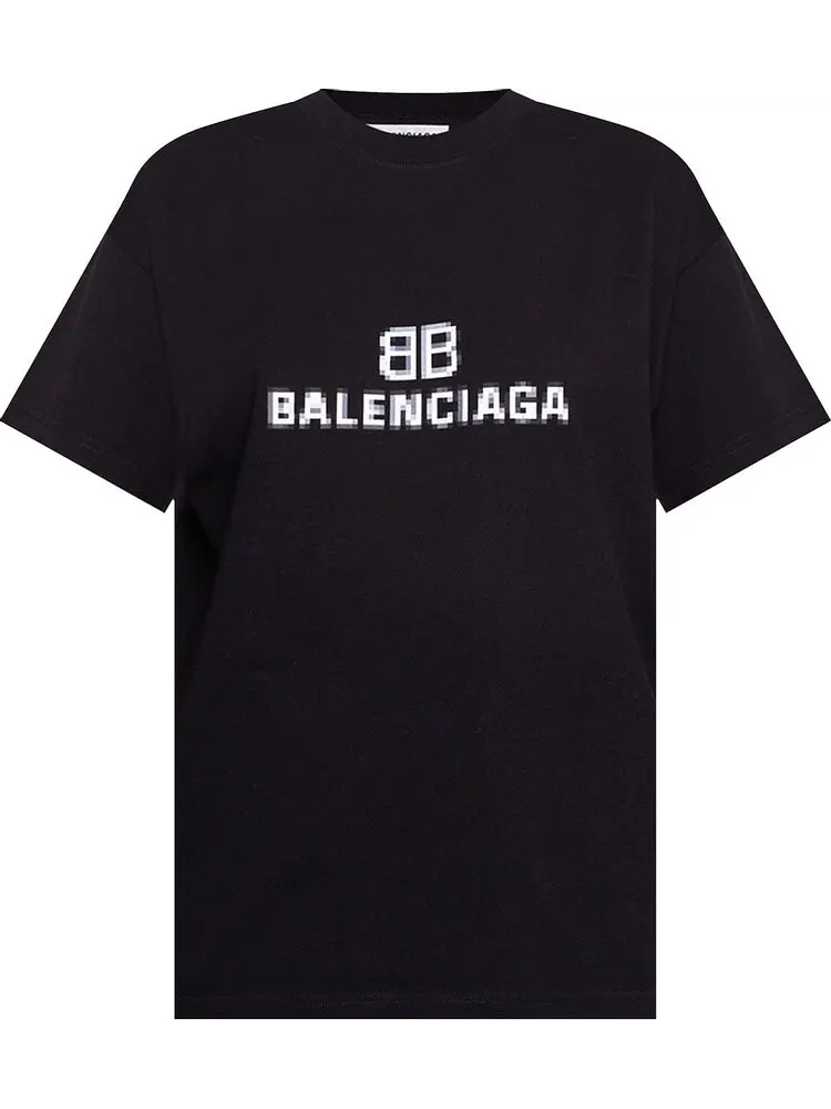 Футболка Balenciaga BB Pixel с логотипом — изображение 1 из 1, черный