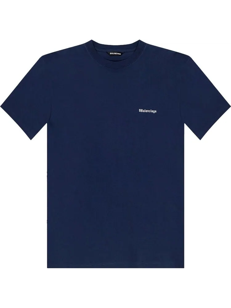 Футболка Balenciaga Corporate Logo однотонная с логотипом — изображение 1 из 1, синий