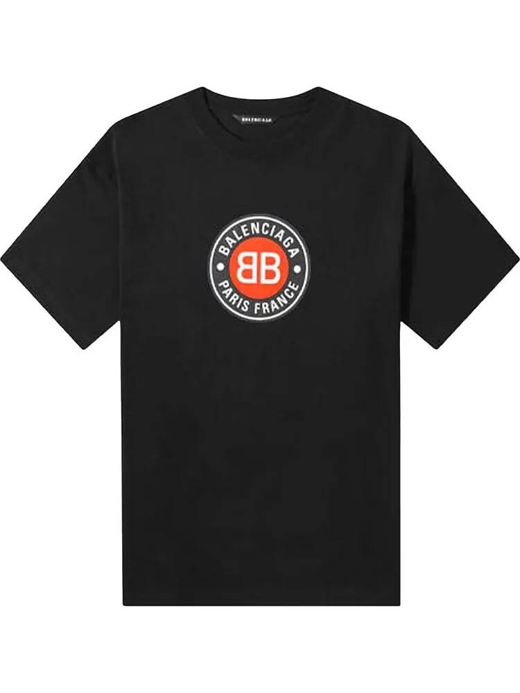 Футболка Balenciaga Logo с круглым логотипом — изображение 1 из 1, черный