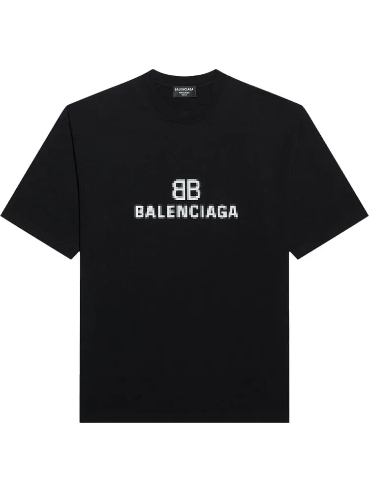 Футболка Balenciaga BB Pixel с логотипом — изображение 1 из 2, черный