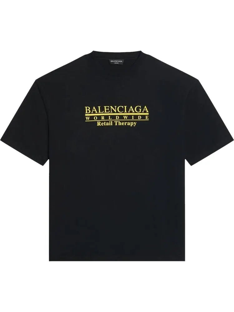 Футболка Balenciaga Retail Therapy с надписью — изображение 1 из 2, черный/желтый