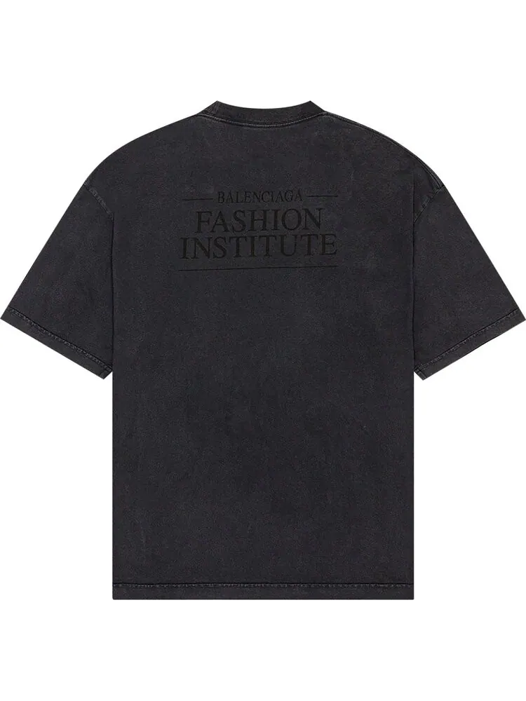 Футболка Balenciaga Washed Black с надписью — изображение 2 из 2, черный