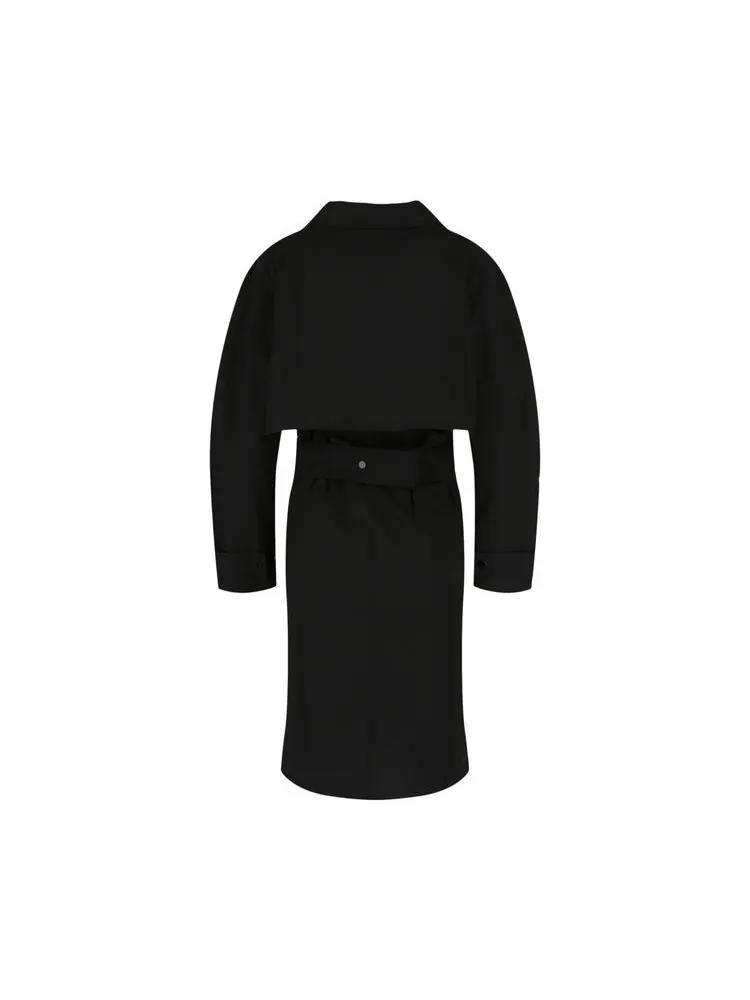 Пальто Bottega Veneta Woven Trench Coat — изображение 2 из 2, черный