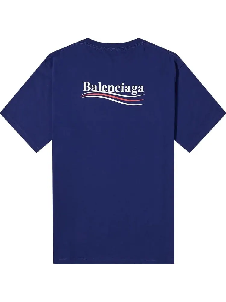 Футболка Balenciaga Logo Print свободного кроя — изображение 2 из 2, синий