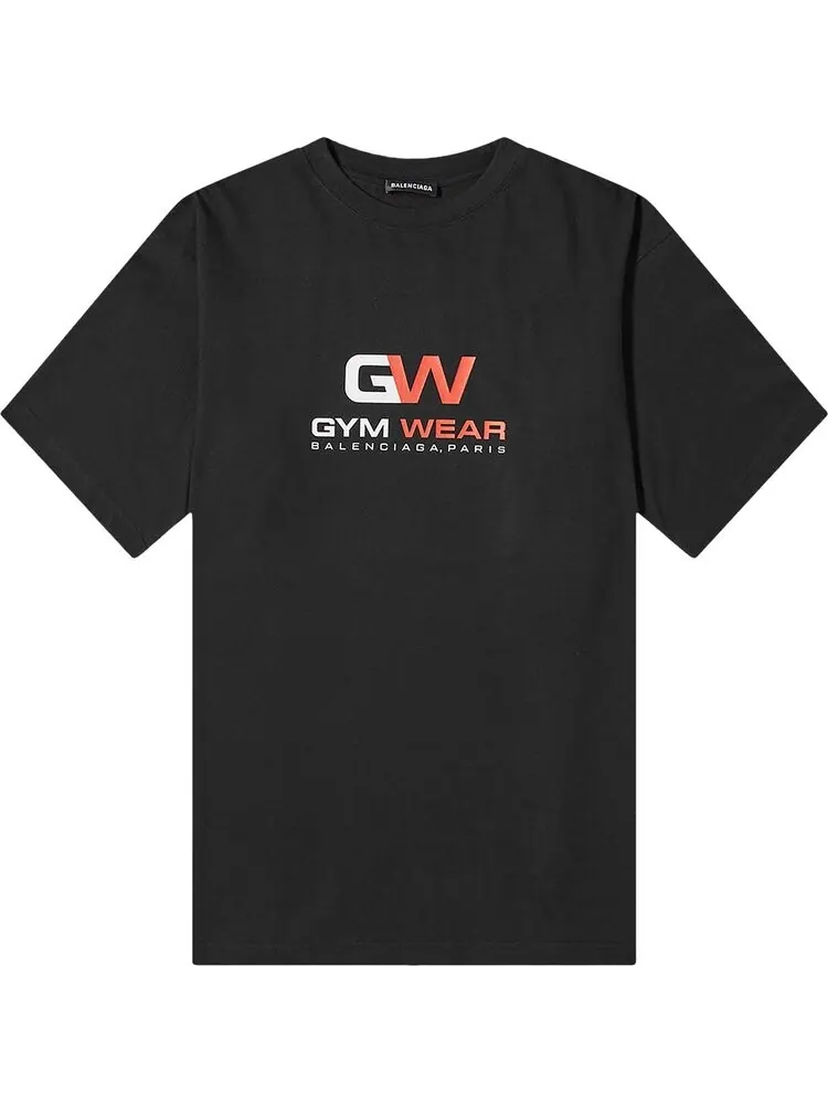 Футболка Balenciaga Gym Wear Logo Tee с контрастным принтом
