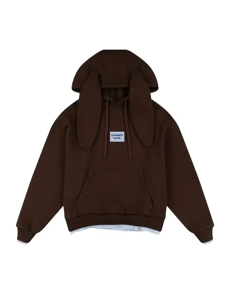 Толстовка с заячьими ушками Charles Jeffrey Loverboy — коричневый