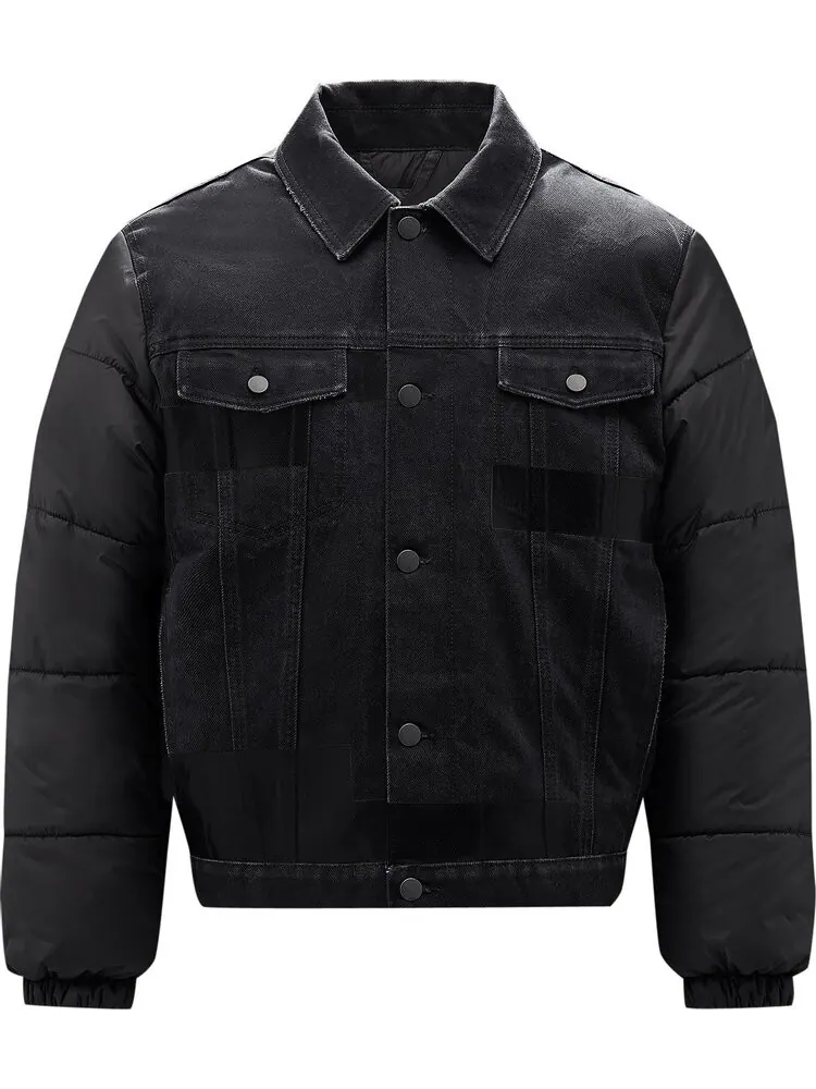 Пуховик MCQ Denim Puffer 'Darkest Black' — черный