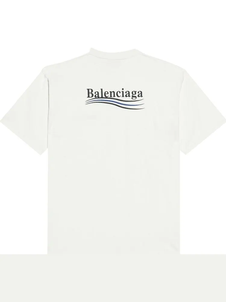 Футболка Balenciaga Political Campaign хлопковая с логотипом — изображение 2 из 2, белый/серый