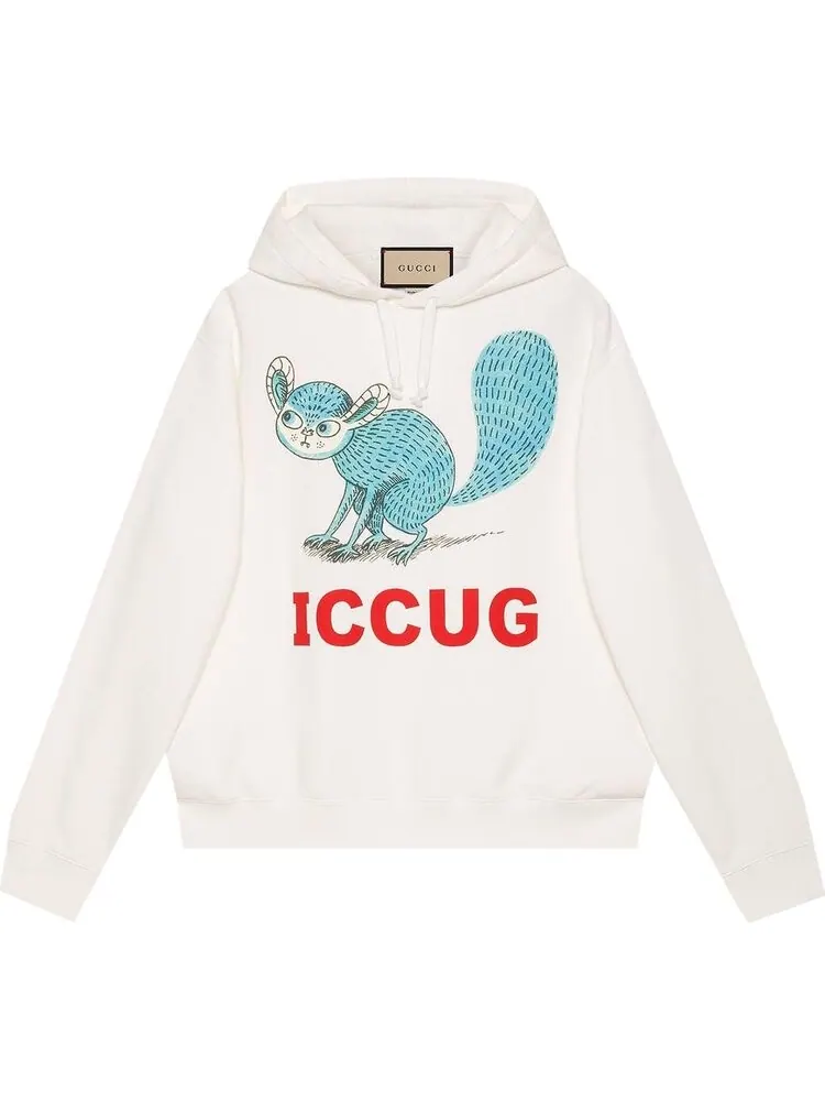 Толстовка Gucci Sweatshirt With Iccug Animal Print By Freya Hartas Sunlight, с принтом животного — изображение 1 из 1
